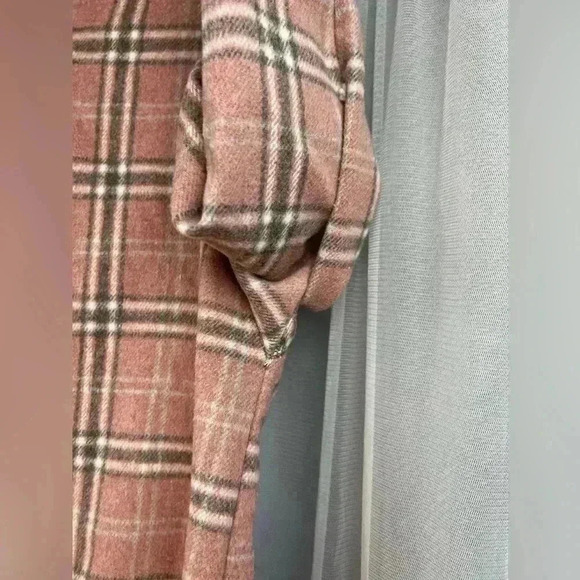 Miss Sparkling Button Down Pink White Plaid Silver Buttons Shirt Shacket Women M - Picture 11 of 13